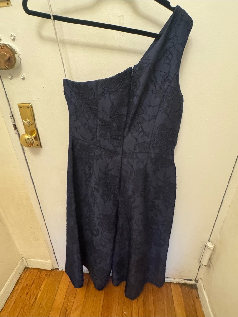 Kay Unger Navy One-Shoulder Lace Jumpsuit - Picture 6 of 9